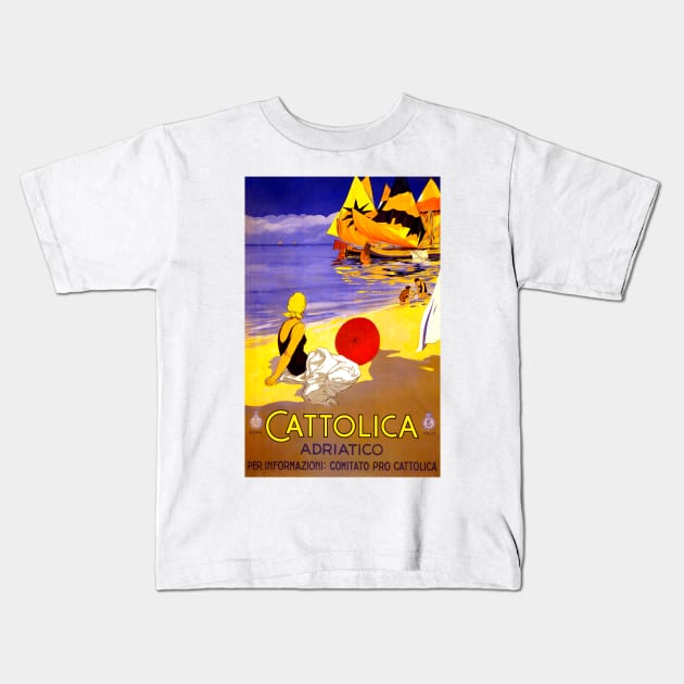 Vintage Travel - Cattolica Kids T-Shirt by Culturio